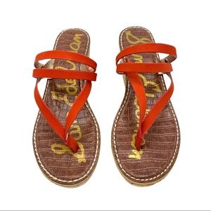 SAM EDELMAN Red Rasha Platform Wedges Sandals. Size 9.5